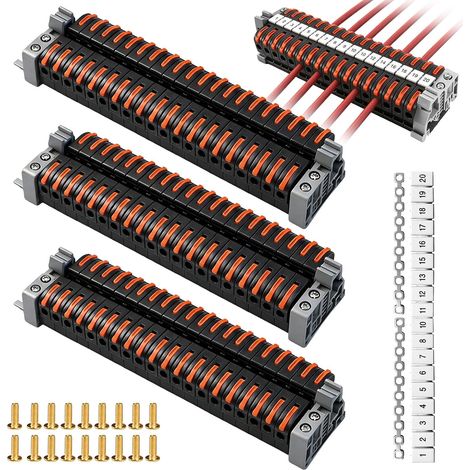 Bornes en série Rail DIN 60 pièces - bornes de connexion  borne de passage Rail DIN 0,08–4 mm² PCT-211  bornes à vis enfichables kit  bornes électriques pour un câblage rapide (1/5)