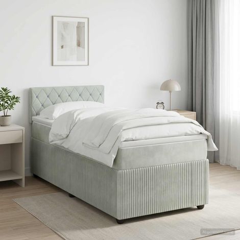 vidaXL Letto box spring con materasso Grigio Chiaro 90 x 190 cm (1/5)