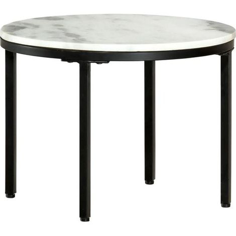 Table basse ronde marbre blanc et pieds métal noir Irmin (1/3)