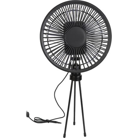 Ortviai Ventilateur de camping portable USB 2 vitesses avec trépied réglable – 17 cm, idéal pique-nique, pêche & voyage