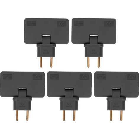 Adaptateur EU 1 vers 3 Prises sans Fil 180 Degrés, 5 Pièces, 110‑250V Noir (1/5)