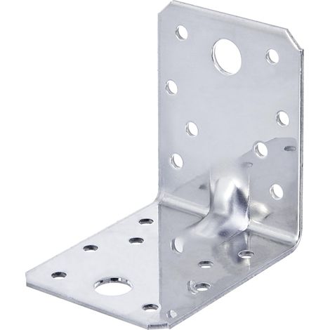 GAH-Alberts 335212 Squadretta di giunzione angolare rinforzata con nervatura di rinforzo, Acciaio, 70 x 70 x 55 mm / 25 pz