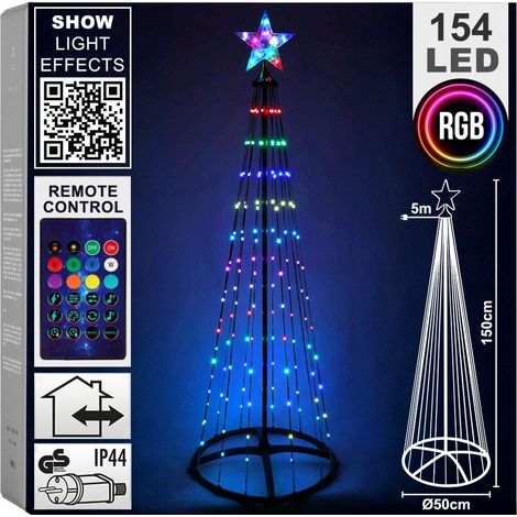 Albero di Natale con 154 LED RGB, nero, 1,5 m (1/5)
