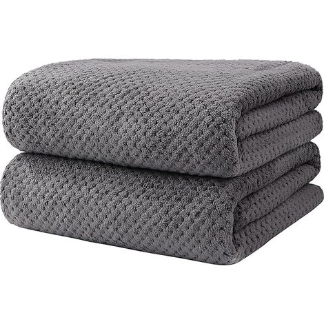Ensemble de 2 serviettes de bain en microfibre ultra-douce et absorbante (1/3)