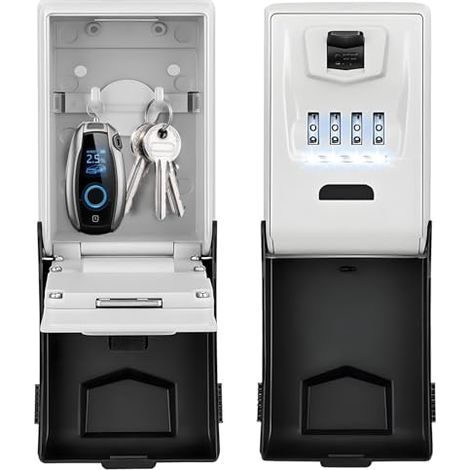 Coffre-fort à clés avec code numérique, grand coffre-fort à clés à 4 chiffres avec code éclairé, coffre-fort à clés étanche et antirouille pour l'extérieur, pour la maison, le bureau, l'école, le gara (1/5)