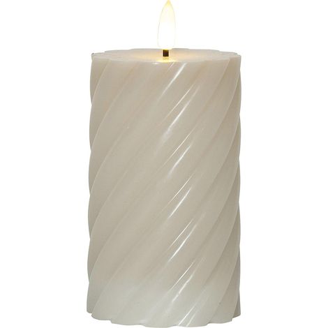 LED Echtwachskerze Flamme Swirl Batterie und Timer beige 15cm (1/4)