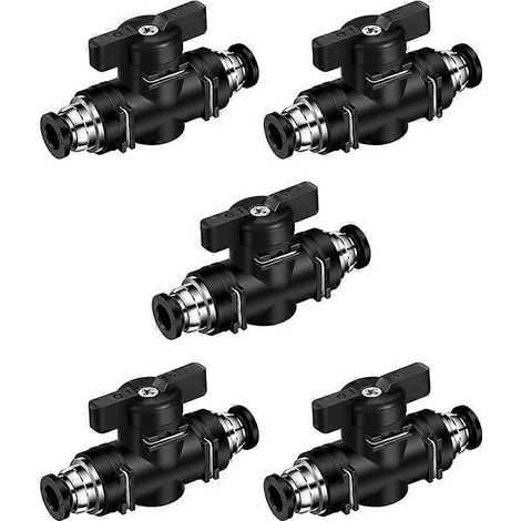 Vanne à bille pneumatique à connexion rapide droite 6 mm (1/5)