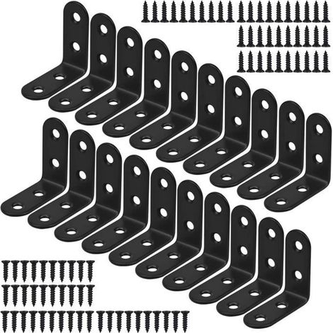 Support d'angle - Inox - Équerre de Fixation - Lot de 20 - 40mm x 40mm - Épaisseur 2mm (1/4)
