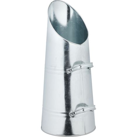 Seau à charbon pratique rangement 58 x 25 x 25 cm 2 poignées modernes en fer revêtu de zinc (1/3)