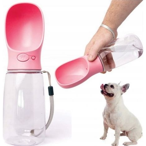 Borraccia portatile per cani e gatti, 350 ml, rosa (1/5)