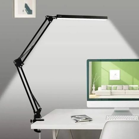Lampe de Bureau LED Lampe D'Architecte 8W Lampe Bureau Pince Bras RéGlable Pliable Protection Oculaire 3 Températures de Co79 (1/4)
