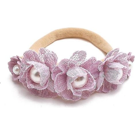Baby-Haarreif mit künstlicher Blume, aus weichem und elastischem Nylon, Prinzessinnenstil, für Mädchen, niedlich, für Neugeborene und Kleinkinder (ab 4 Tagen) - 4 (1/5)