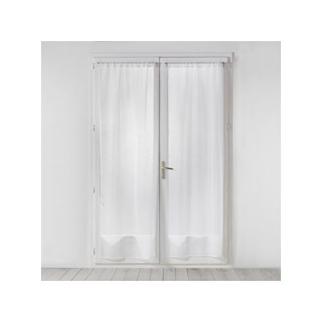 Douceur D'Intérieur – Paire droite passe tringle 2 x 70 x 200 cm – Luminette unie blanc – Pour fenêtres de cuisine – Lavable en machine (1/3)
