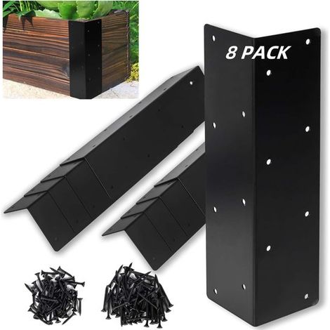 Eckwinkel für Hochbeete Pflanzkübelhalterungen Gartenbeetbau Rostfreies Metall 28 cm Länge Schwarz (1/5)