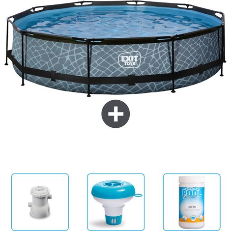 Exit Pool Rund - Steinoptik - 360x76 cm - 4-teilig SCB89 (1/4)
