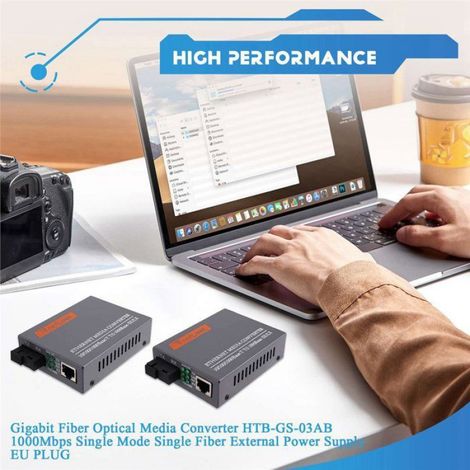 Convertisseur De Média Fibre Optique - Gigabit 1000 Mbit/S - Monomode 3 Km - Alimentation Externe 220 V CA - Prise UE - 2 Pièces (1/5)