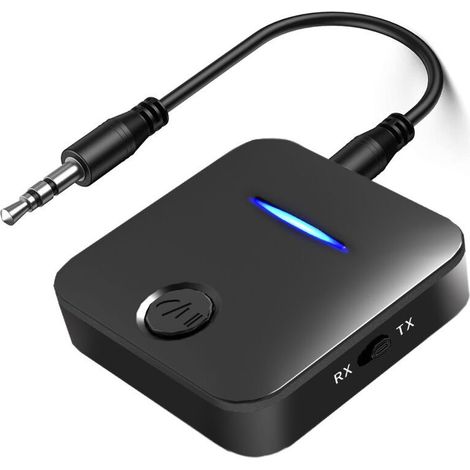 Émetteur Bluetooth 5.0,Récepteur Bluetooth Adaptateur Bluetooth avec Jack 3.5 mm Sortie Stéréo pour TV, PC, Téléphone et Home Cinéma (1/5)
