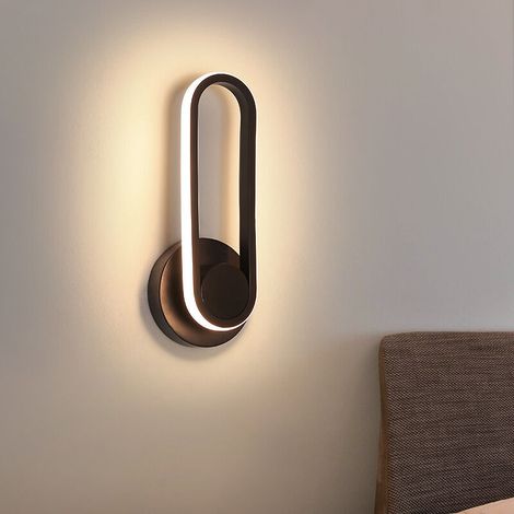SABIR Applique Murale LED Moderne 12W, Noir, en Aluminium, Design Ovale, Rotatif, pour Salon, Chambre, Escalier, Couloir (Réglable 3000K/4500K/6500K) (1/5)