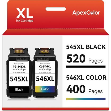 Encre 545 546 XL Compatibles pour Cartouche Canon 545-546 Noir et Couleur pour Canon Pixma MX495 TS3150 TS3350 TS3151 TS3351 MG2550S MG2555S MG3050 MG2950 MG3051 MG2450 MG2500 TR4550 TR4551 (1/5)