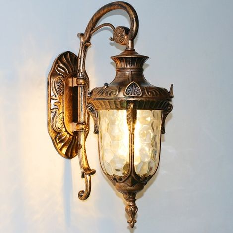 Applique murale vintage en verre, lampe de jardin classique de style européen, applique d'extérieur antirouille (ampoule LED 3 W) (1/5)