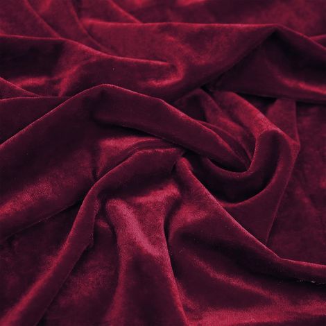 Tissu en Velours Pannes - 2 m x 155 cm - Tissu décoratif au mètre - Occultant - Pour rideaux, nappe, housse de canapé - Rouge foncé (1/5)