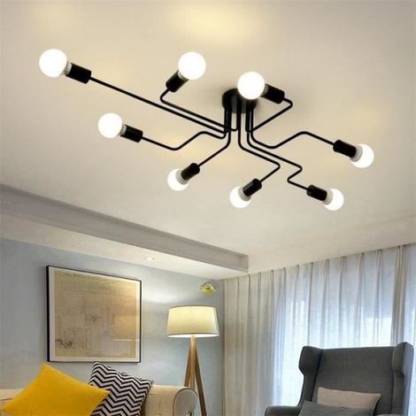 Plafonnier Vintage - Métal Noir - 65x115 cm - Douille E27 - Hauteur 70 cm - 1 pièce (1/4)