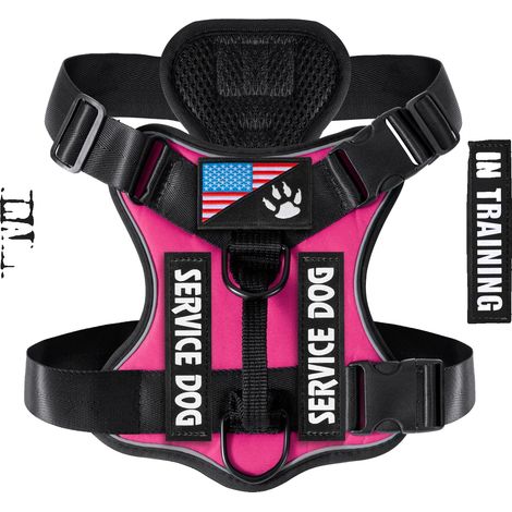 Harnais pour chien, gilet réfléchissant, ajustement réglable, L-b, Rouge clair-a (1/2)
