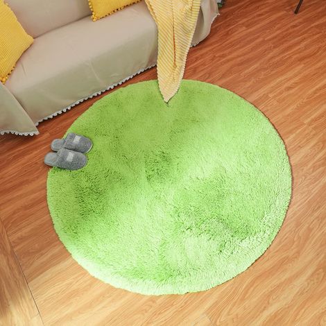 Tapis de Salon Moderne, Tapis de Chambre Rond Super Doux Moelleux Velours Tapis d'intérieur Moelleux Doux Cheveux Longs Coussin de Chaise décoratif Coussin de canapé (Vert, 100x100cm) (1/5)