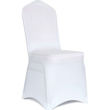 ALLIANDISLot de 10 housses de chaise de salle à manger en élasthanne blanc pour salon – Housses de chaise extensibles universelles pour mariage, banquet et fête. (1/4)