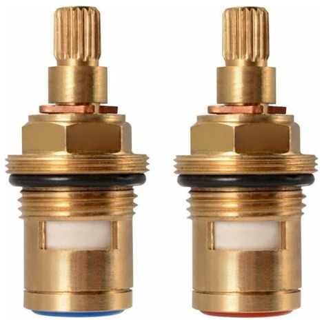 Tete A Disques Ceramique, Paire de cartouches céramique universelles de rechange pour robinet, 1/2" Quart de tour 20 crans x 50mm-Muntra (1/5)