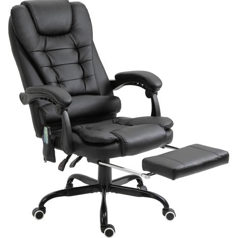 Bürostuhl 67x79x111-121 cm schwarz aus Kunstleder mit Massage und Fußstütze (1/5)