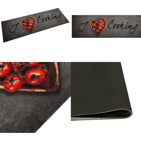Küchenteppich Waschbar Kochen 60x180 cm Samt - Küchenläufer - Samt - Kochmatte - Laufmatte - Anti-Rutsch - Home & Living