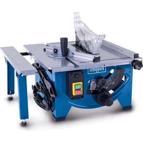 Scheppach Scie circulaire de table HS80 – 1200 W – Lame Ø 210mm – Vitesse 4800 tr/min – Hauteur de coupe 48 mm – Butée longitudinale et transversale – Table extensible