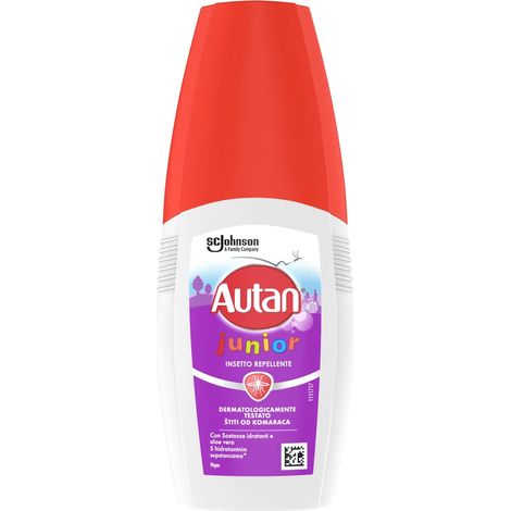 Autan Junior Vapo Spray Antizanzare Comuni e Tigre, Insetto Repellente Per Bambini dai 2 Anni, Con Aloe Vera e Sostanze Idratanti, 1 Confezione Da 100 ml (1/4)