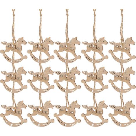 Décorations suspendues en bois naturel, pendentifs en forme de tranches de bois, décorations de Noël, 7 x 6 x 0,2 cm, lot de 20. (1/5)