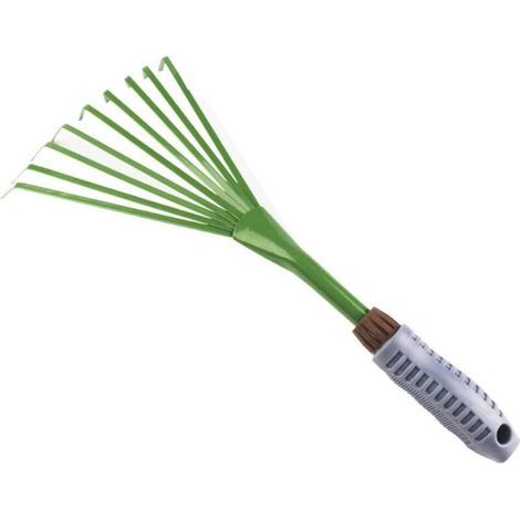Nine-Tine Metal Garden Rake, Grass Rake, Leaves and Flowers Rake, Iron Rake, Agricultural Tools, Soil Tilling, Sweeping Garden Waste - kueatily