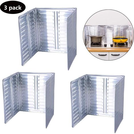 3 Pcs Écran antiéclaboussures de cuisson Bouclier Garde d'éclaboussure d'huile plaque d'aluminium de Garde Antiéclaboussures De Cuisson Pliable pour cuisinière à gaz de cuisine à domicile Ensemble (1/4)