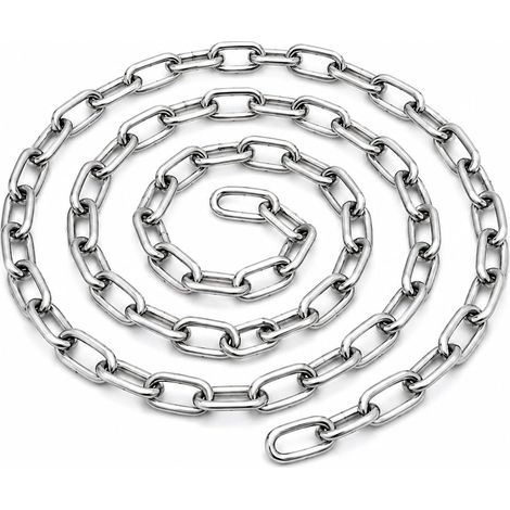 Chaîne en Acier Inoxydable 6mm x 2m, Chaîne Métallique en Inox 304 pour Fauteuil Suspendu, Sac de Frappe, Balançoire et Jardin, Maillons Soudés Résistants aux Intempéries (1/5)