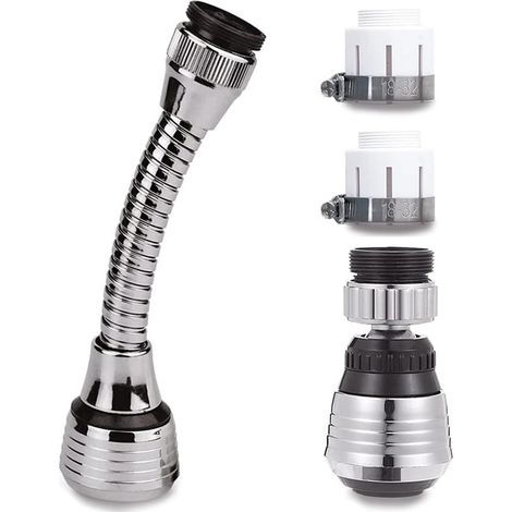 2 Pièces Robinet Cuisine Flexible, Douchette Évier, Rallonge Robinet de Cuisine avec Aérateur (15 cm, 2 Modes), Matériau ABS Acier Inoxydable (1/5)