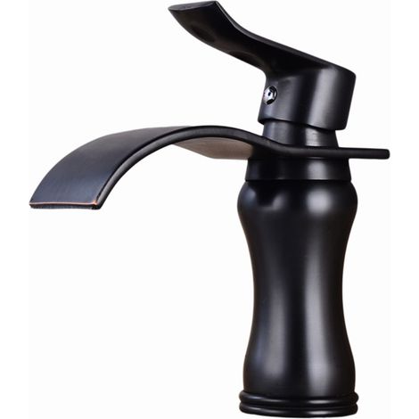 Robinet cascade eau chaude et froide pour vasques et lavabos de salle de bain avec robinet monotrou anti-éclaboussures (1/3)