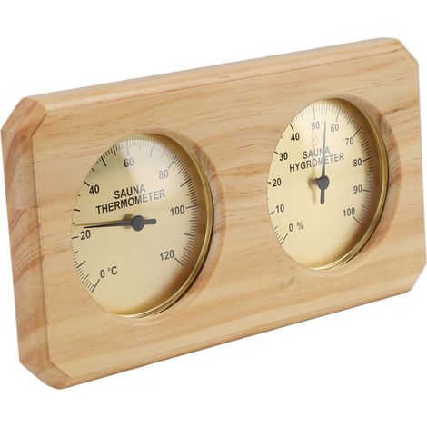 2-in-1-Thermometer und Hygrometer aus Holz für die Sauna, misst Luftfeuchtigkeit und Temperatur in Innenräumen, Hygrometer für Hotel- und Saunaräume (1/5)