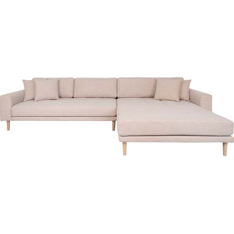 Lido Sofa , Loungesofa rechts gewendet mit 4 Kissen sandfarben.