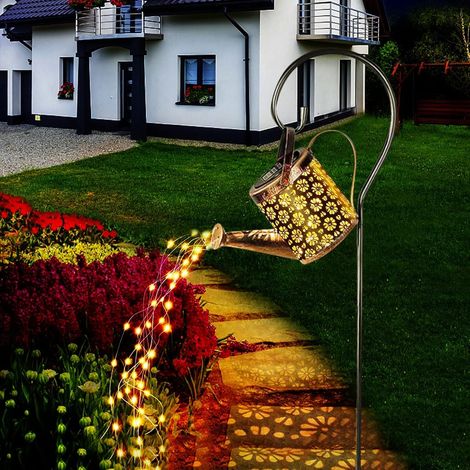 L'arrosoir Solaire Allume Lumiere Solaire Exterieur Lampes Solaires Exterieures Jardin avec Guirlandes Lumineuses et Bâton de Berger, Lumière Extérieure pour Chemin/Cour/Terrasse (1/5)