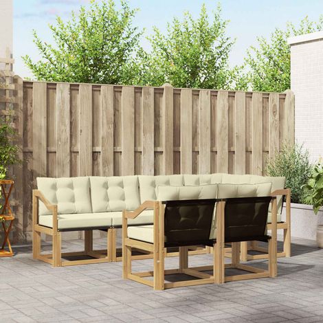 vidaXL Outdoor-Sofagarnitur mit Kissen 7 pcs Weiß und Creme (1/5)