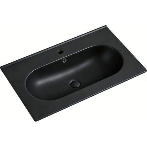 Vasque à encastrer ovale - 80 x 46 cm - Noir mat - CLEA (1/4)