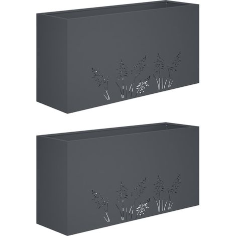 vidaXL Macetero de Jardín 2 uds. Gris antracita 100 x 30 x 49 cm (1/2)
