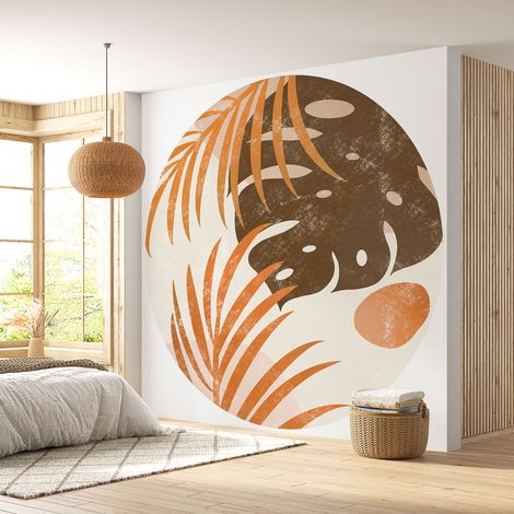 Papier peint rond / cercle - Motif botanique - Diamètre 50 cm (1/4)