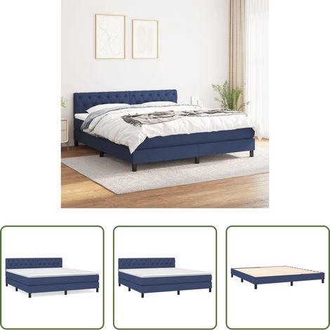 Matratze - Boxspringbett mit Matratze Blau 160x200 cm Stoff (1/5)