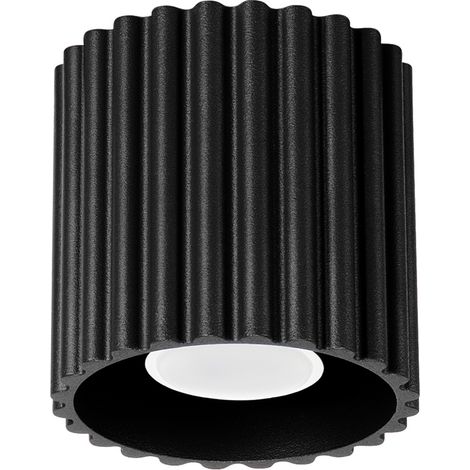 Moderner, geriffelter, runder, schwarzer Deckenspot 10 cm 1xGU10 10W aura Sollux Lighting (1/5)