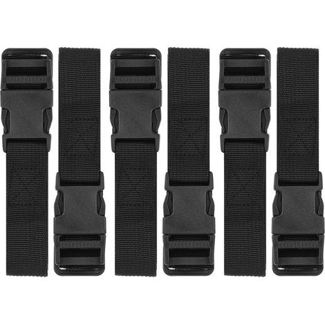 Set mit 6 Nylon-Gepäckgurten mit Schnellverschluss, vielseitige Gurte für Reisen, Packen und Outdoor-Sport, Größe M, schwarz (1/5)